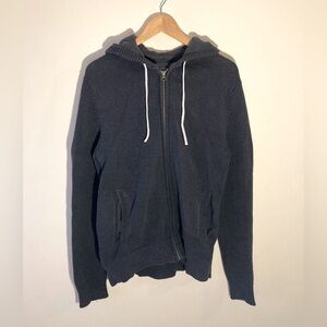 H&M Label of Graded Goods Blue and White Zip-up Hooded Sweatshirt